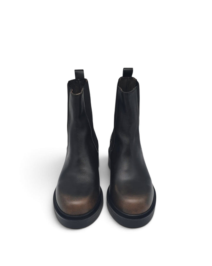 Black Calfskin Combat Boots