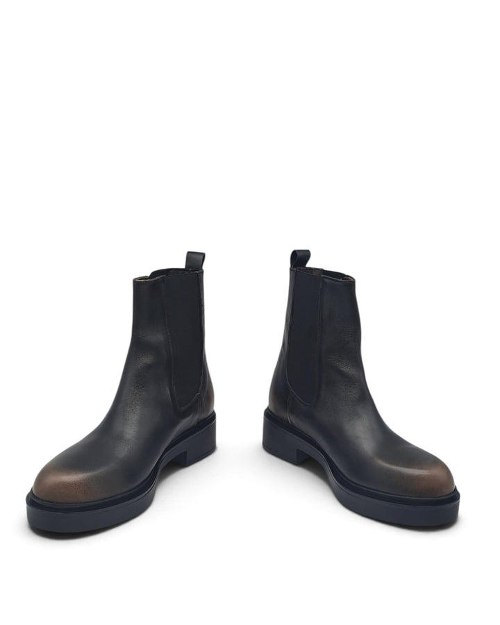 Black Calfskin Combat Boots