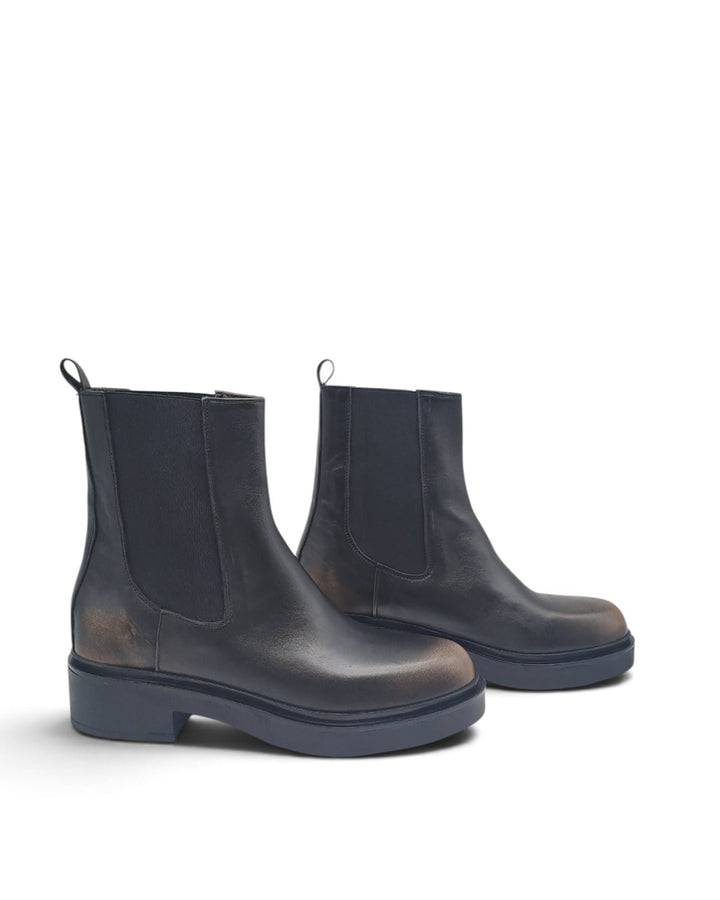 Black Calfskin Combat Boots