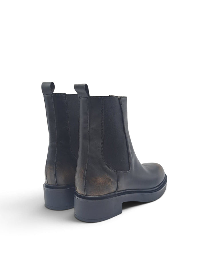 Black Calfskin Combat Boots