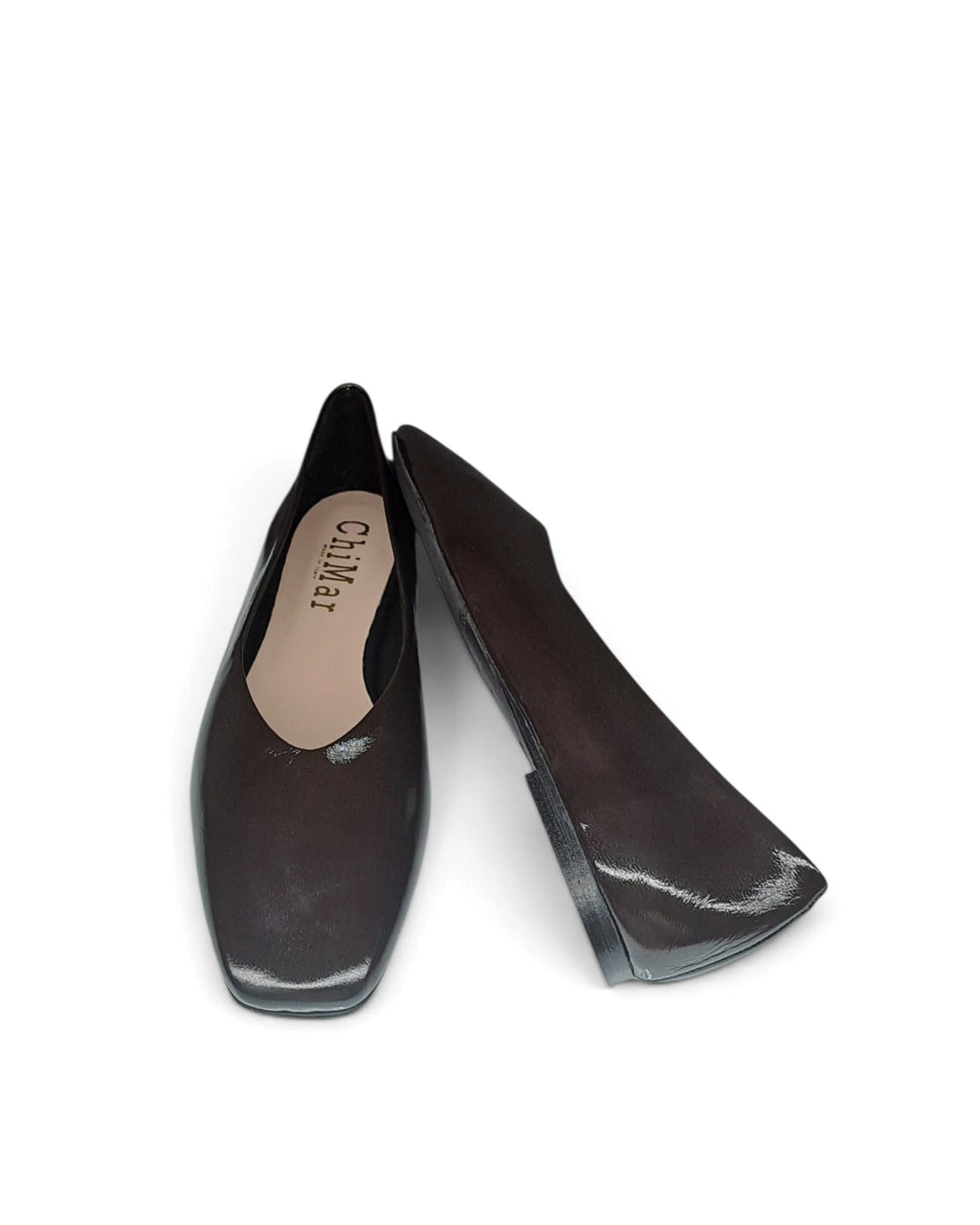 Burgundy velvet V-shaped ballerina