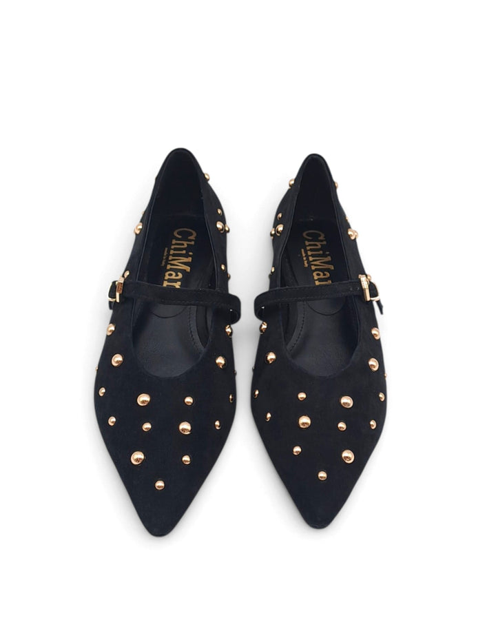 Mary Jane Silvia Black Rhinestone
