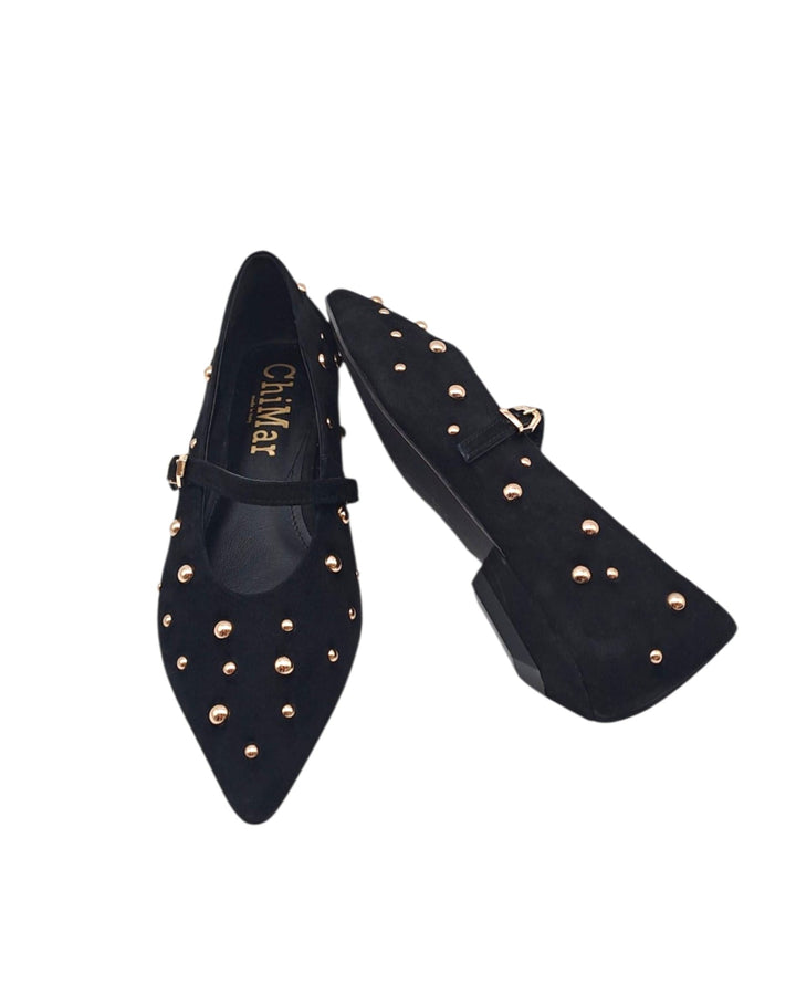 Mary Jane Silvia Black Rhinestone