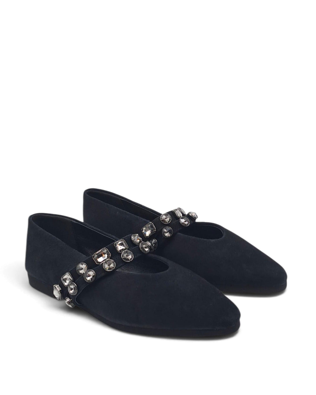 Mary Jane Silvia Black Rhinestone