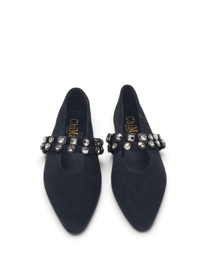 Mary Jane Silvia Black Rhinestone