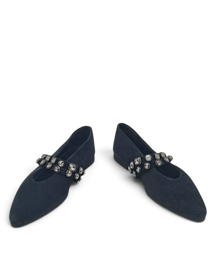 Mary Jane Silvia Black Rhinestone