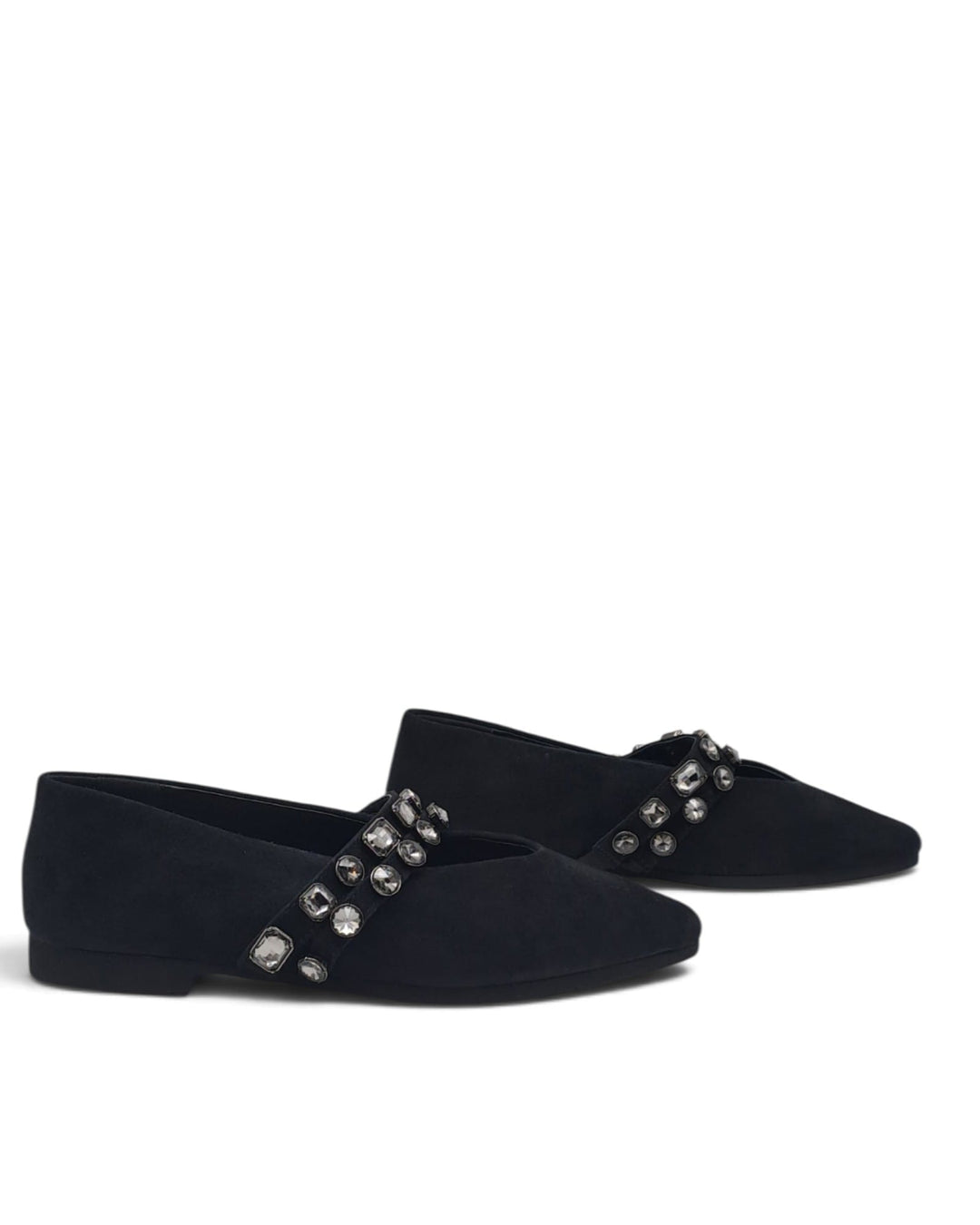 Mary Jane Silvia Black Rhinestone