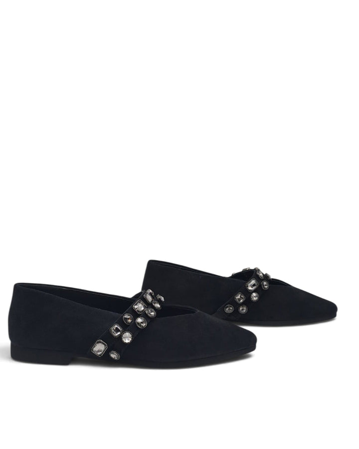 Mary Jane Silvia Black Rhinestone