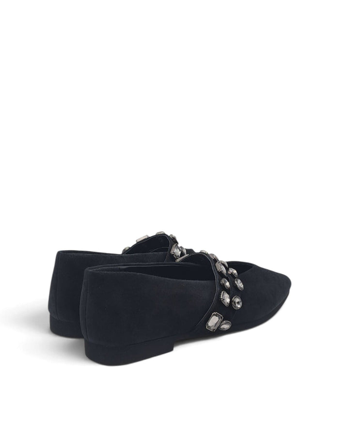 Mary Jane Silvia Black Rhinestone