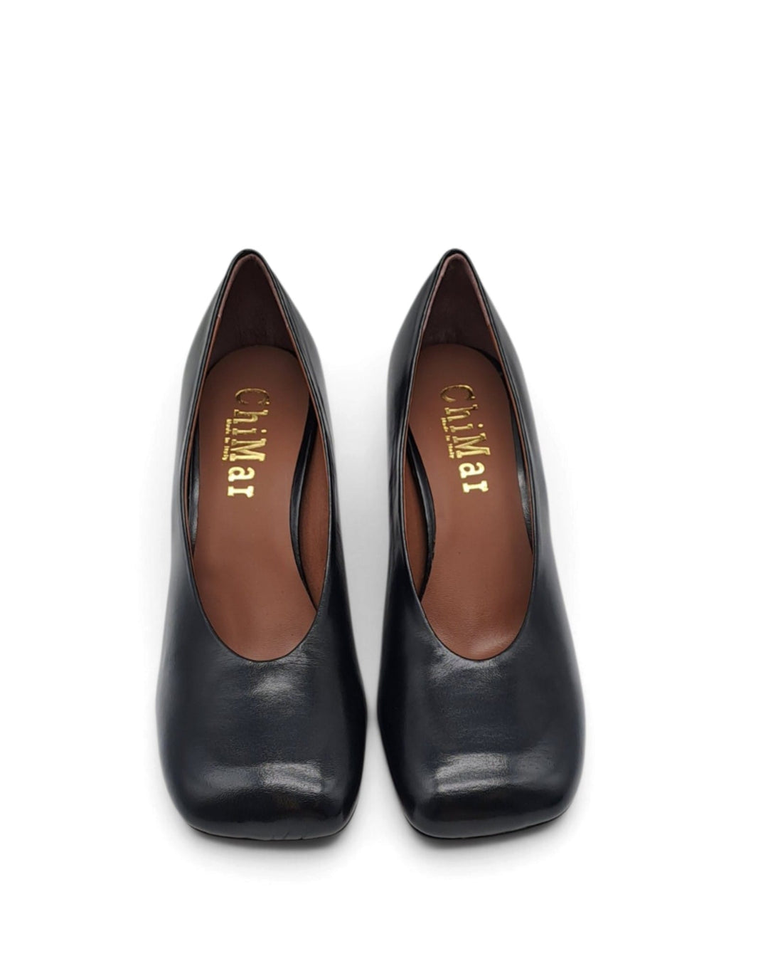 Naomi Black Leather Pumps