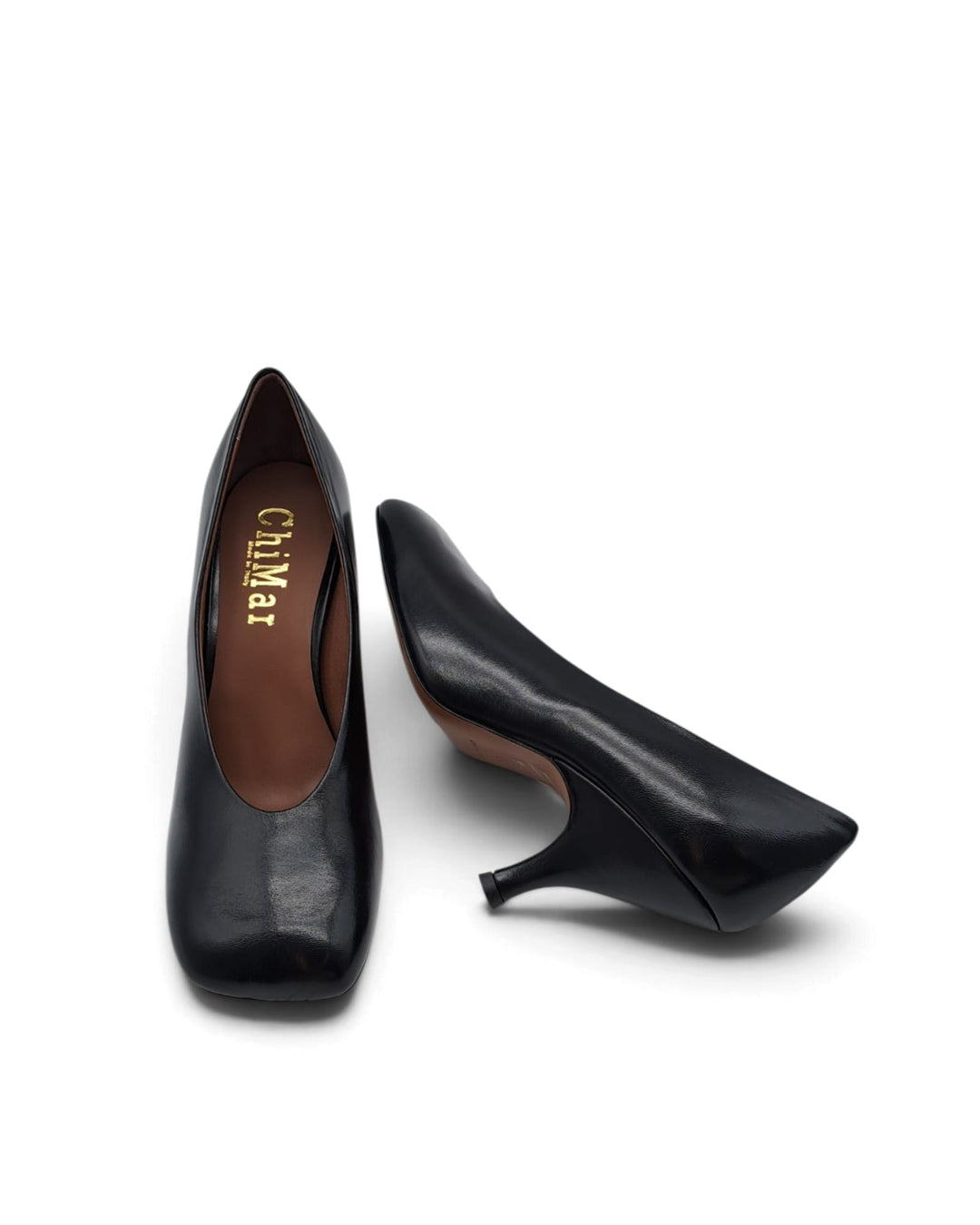 Naomi Black Leather Pumps