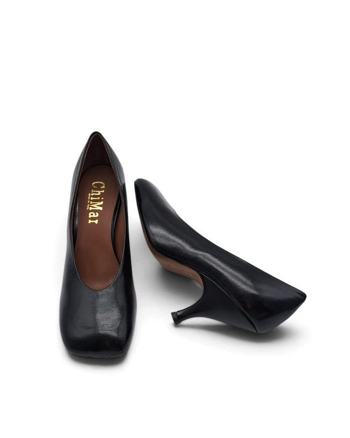 Naomi Black Leather Pumps