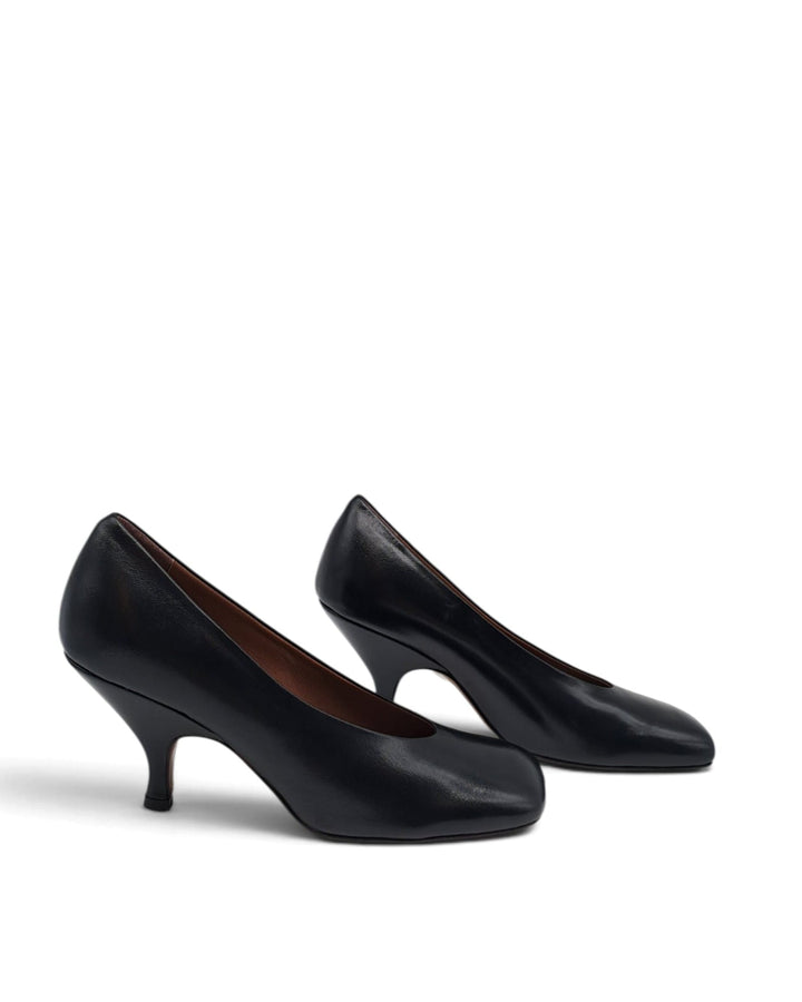 Naomi Black Leather Pumps