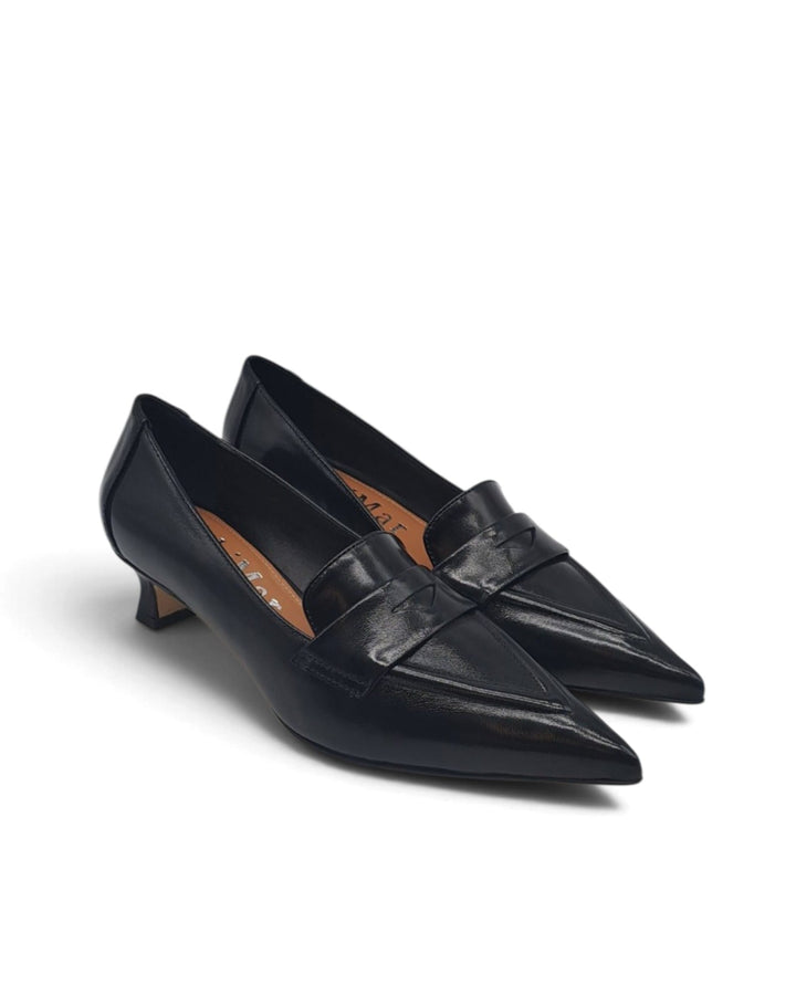 Naomi Black Leather Pumps