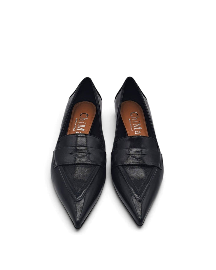 Naomi Black Leather Pumps