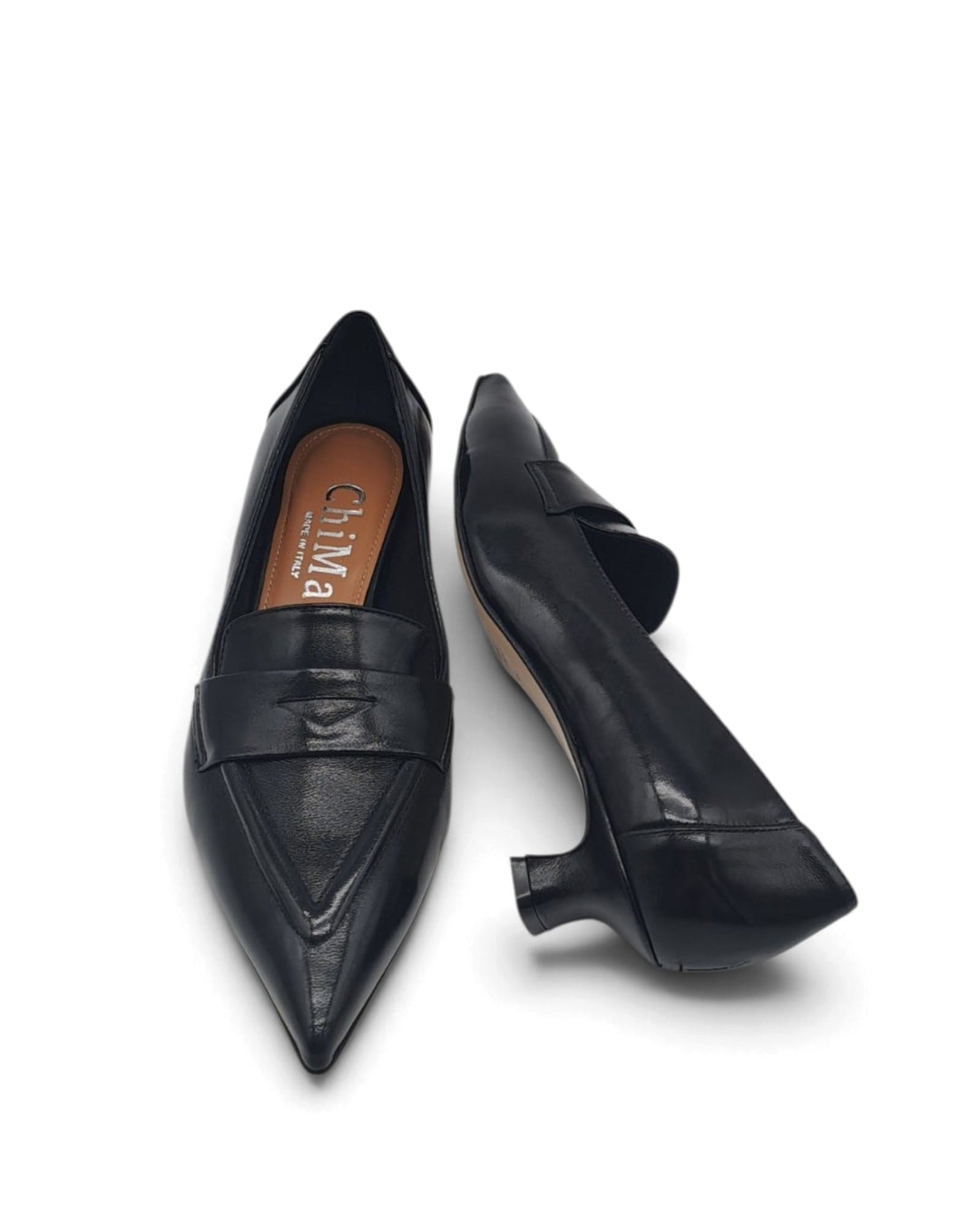 Naomi Black Leather Pumps