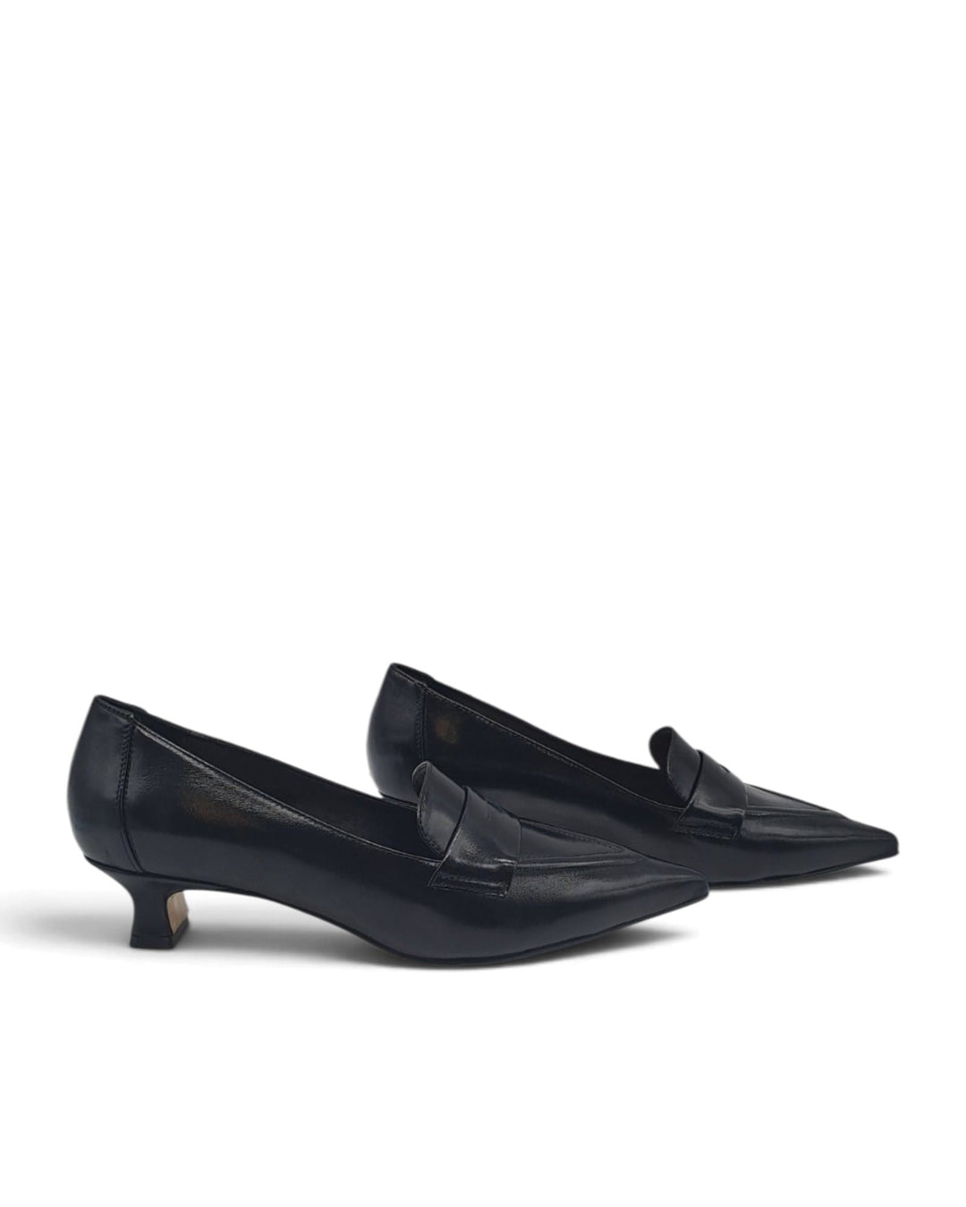 Naomi Black Leather Pumps