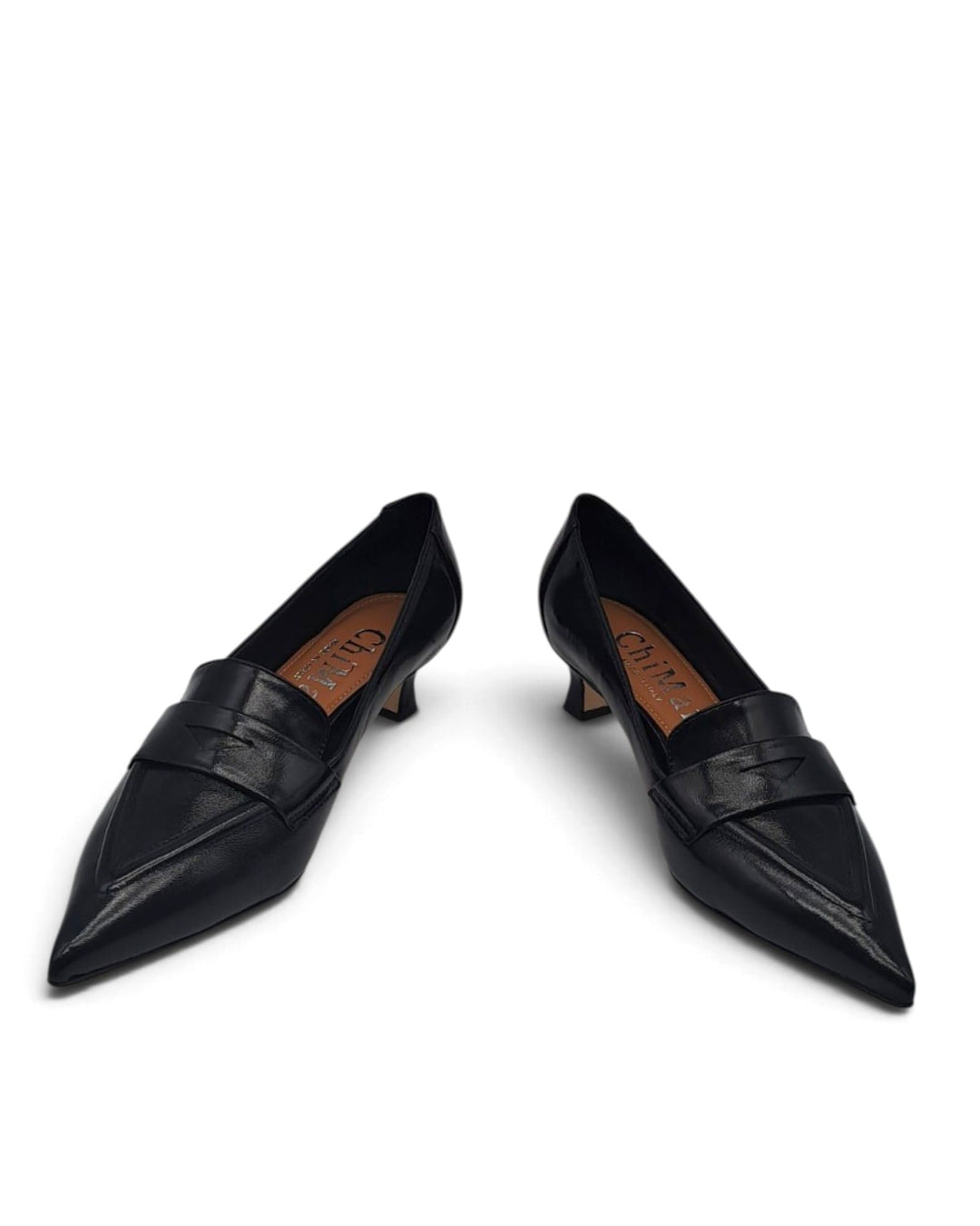 Naomi Black Leather Pumps