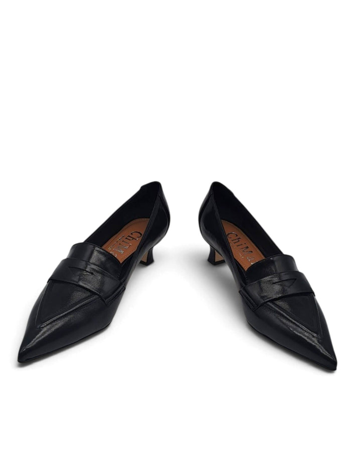 Naomi Black Leather Pumps