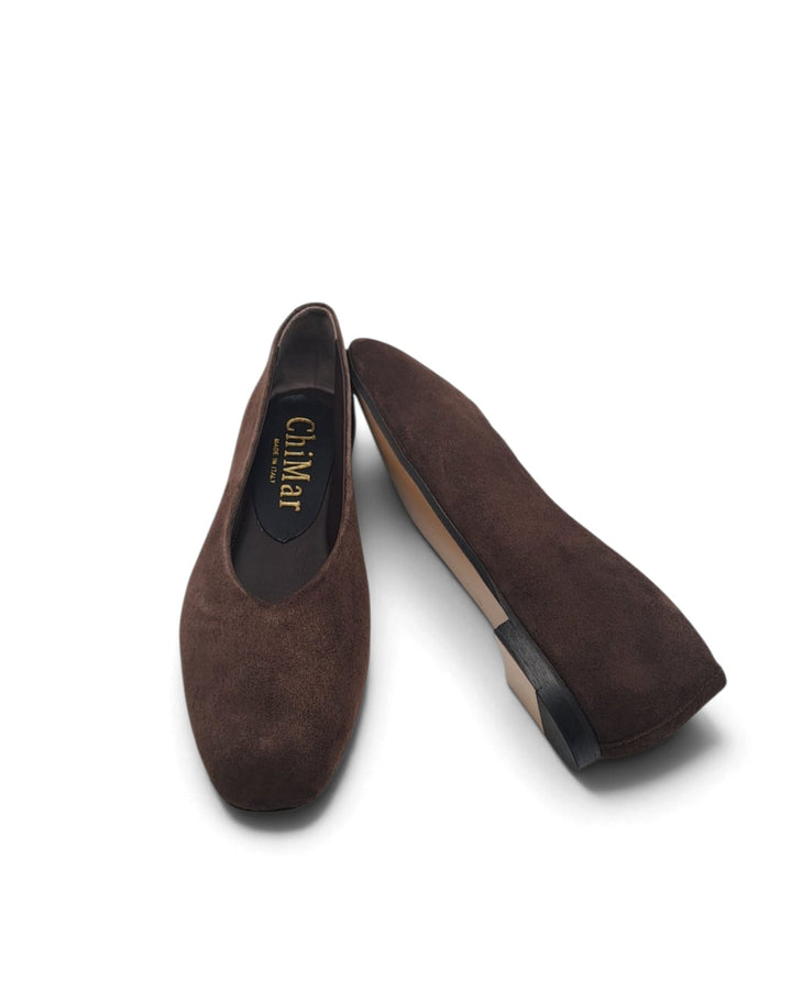Burgundy velvet V-shaped ballerina