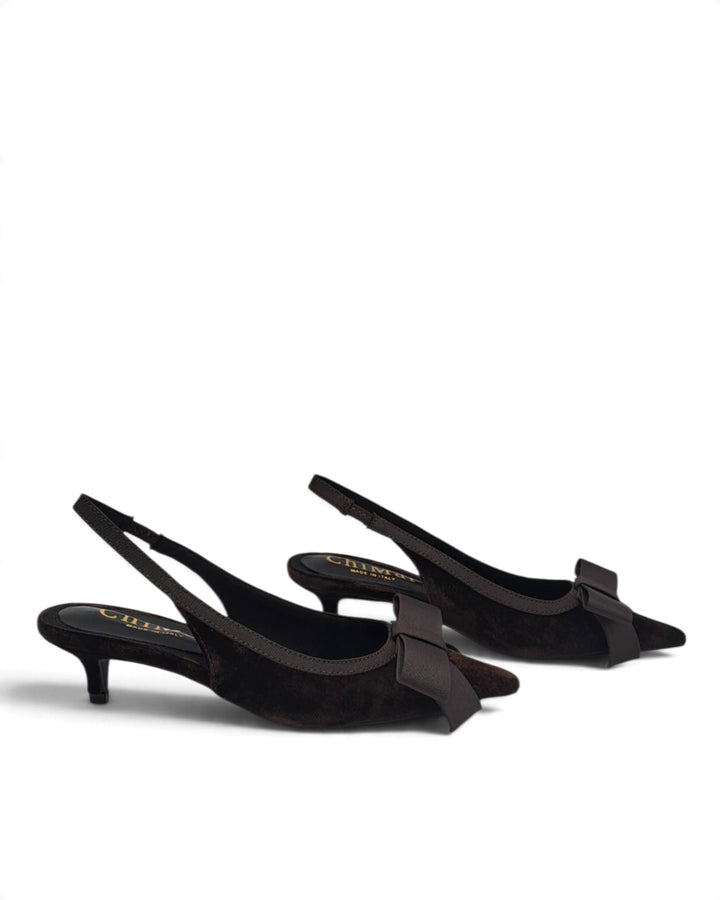 Burgundy velvet V-shaped ballerina