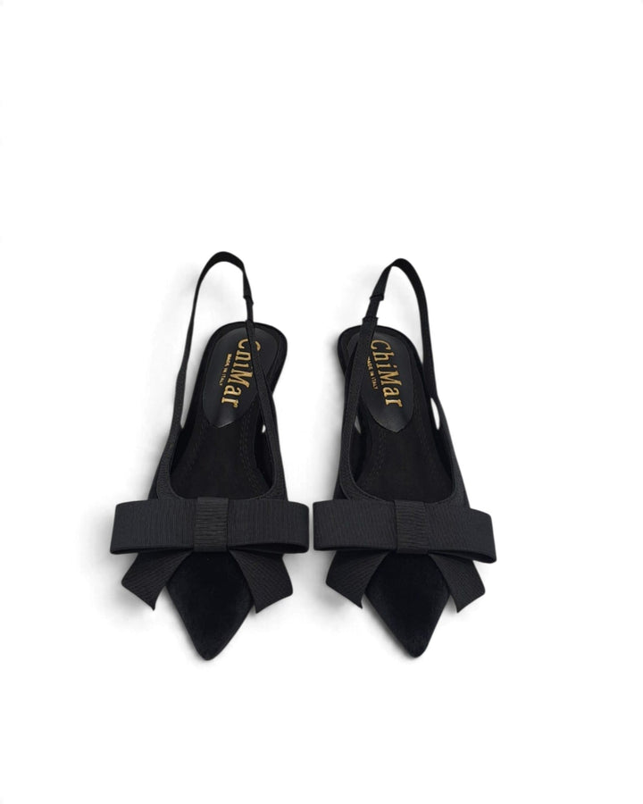Burgundy velvet V-shaped ballerina