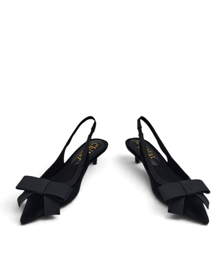 Burgundy velvet V-shaped ballerina