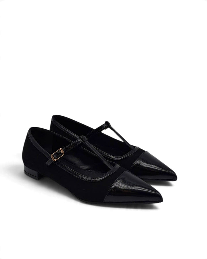 Fatima Black Suede Ballerina
