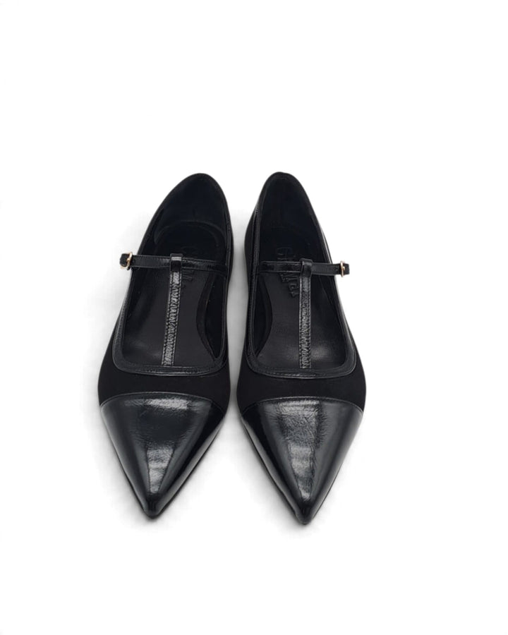 Fatima Black Suede Ballerina
