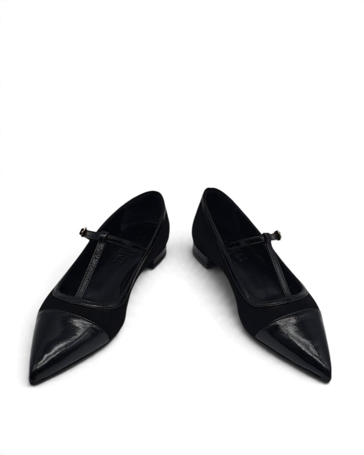 Fatima Black Suede Ballerina