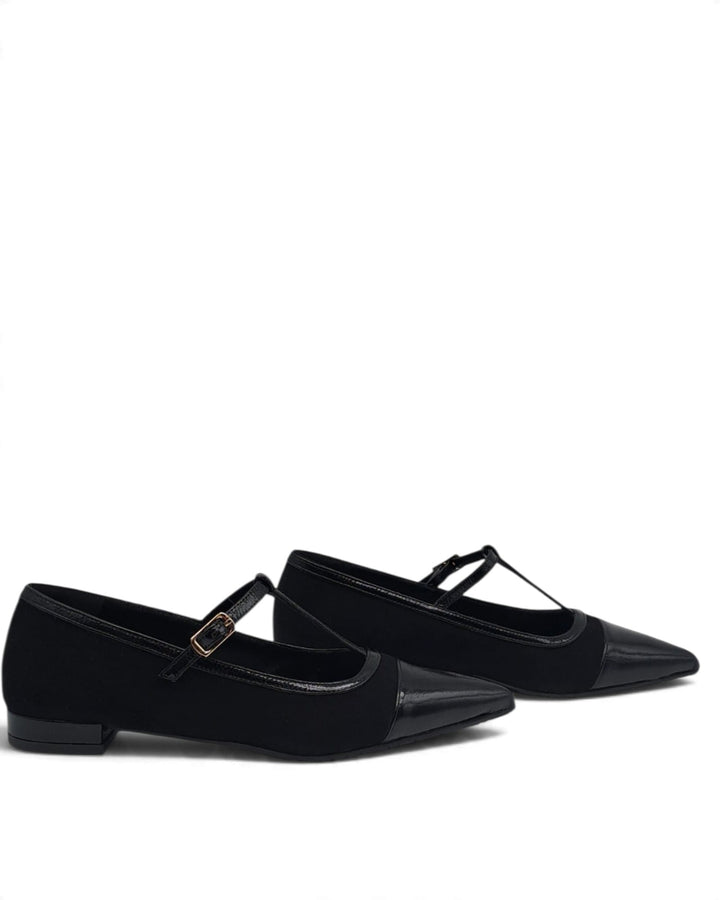 Fatima Black Suede Ballerina