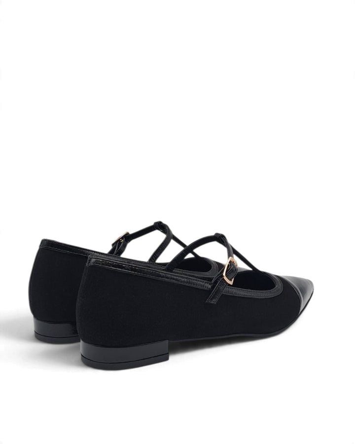 Fatima Black Suede Ballerina