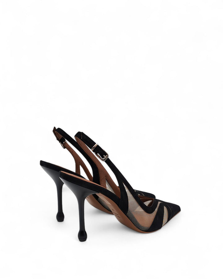 Slingback Rete  Camoscio Nero