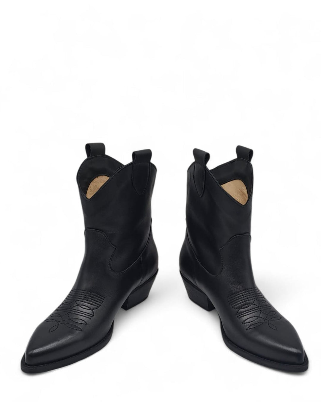 Texano Dallas Basso Ricamo Vitello  Nero