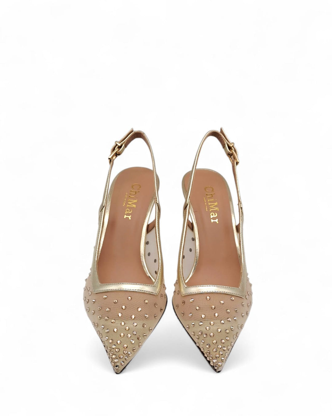 Slingback Priscilla Rete  Laminato Platino
