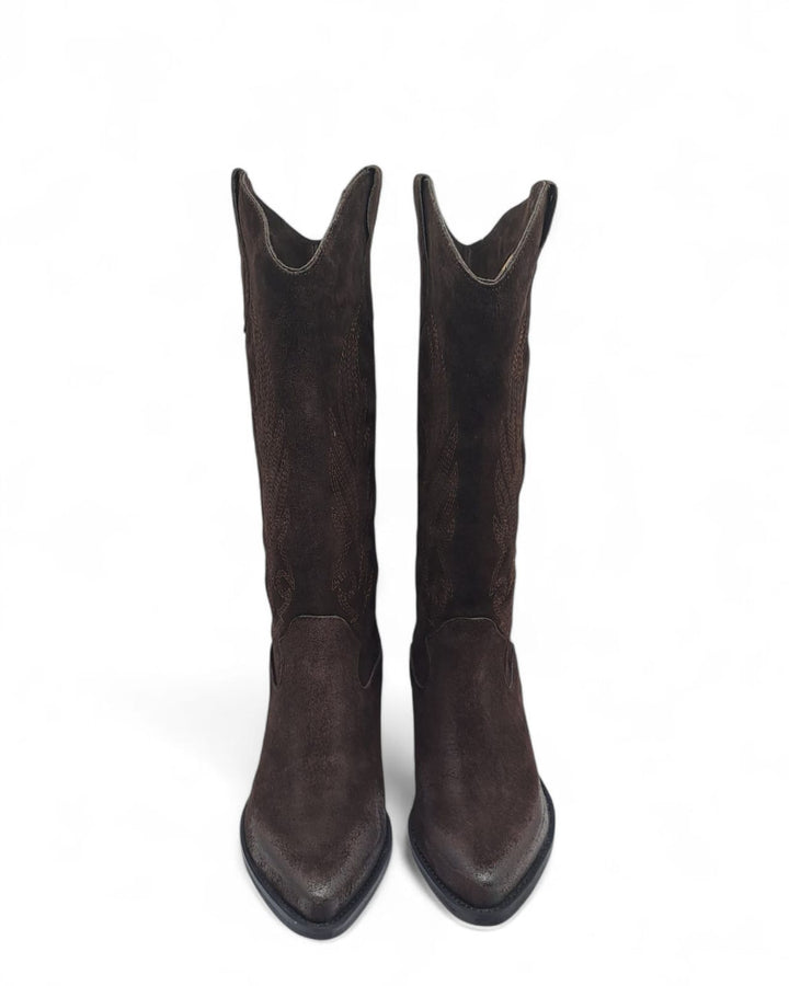 Texano Dallas Ricamo Camoscio Testa di Moro