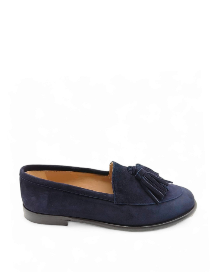Manal Tassel Moccasin Blue Suede