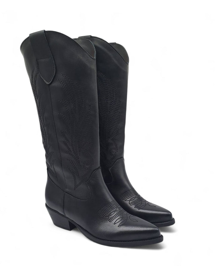 Texano Dallas Ricamo Vitello  Nero