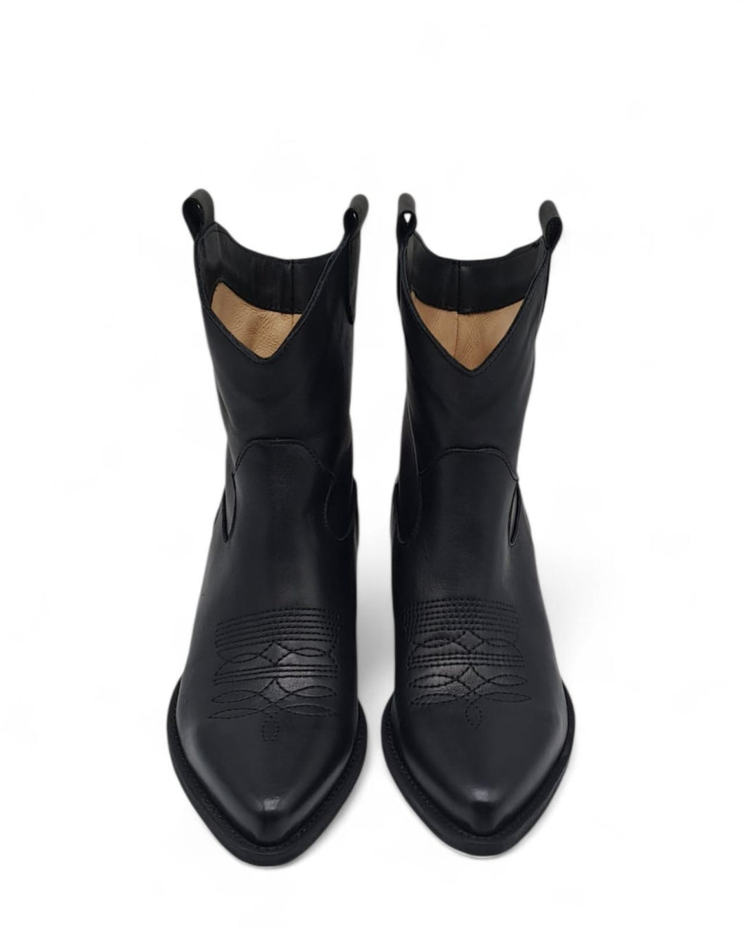 Texano Dallas Basso Ricamo Vitello  Nero