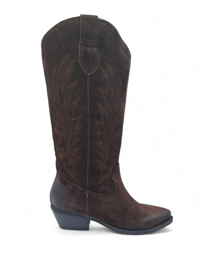 Texano Dallas Ricamo Camoscio Testa di Moro