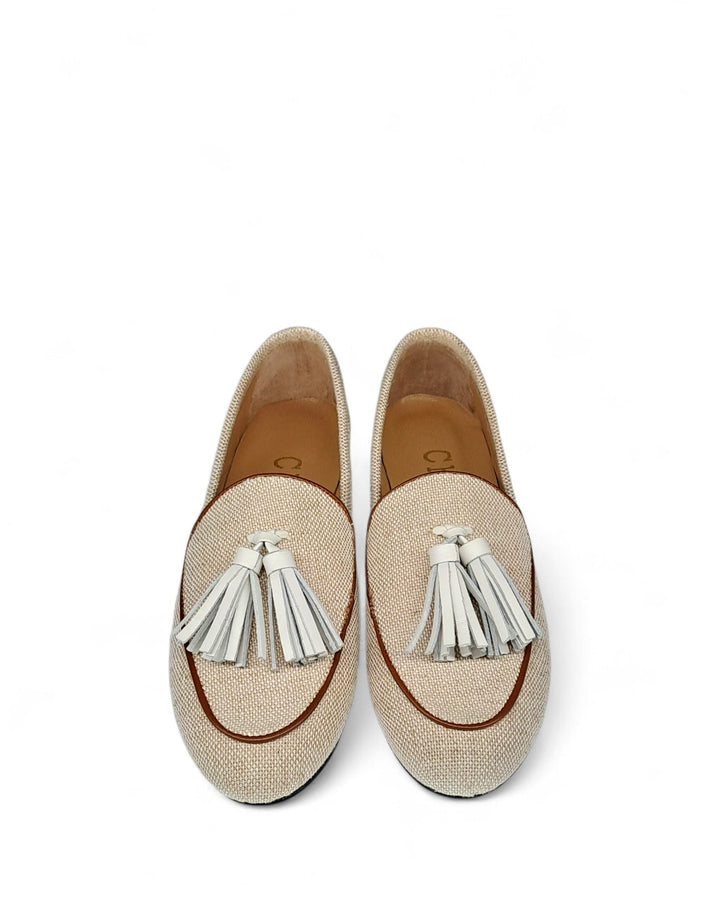 Mocassino Nappine Rafia Beige
