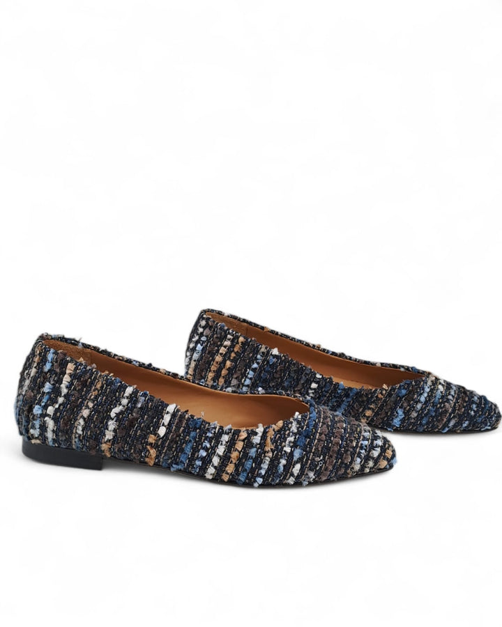 Ballerina V  Tessuto Boucle Blu