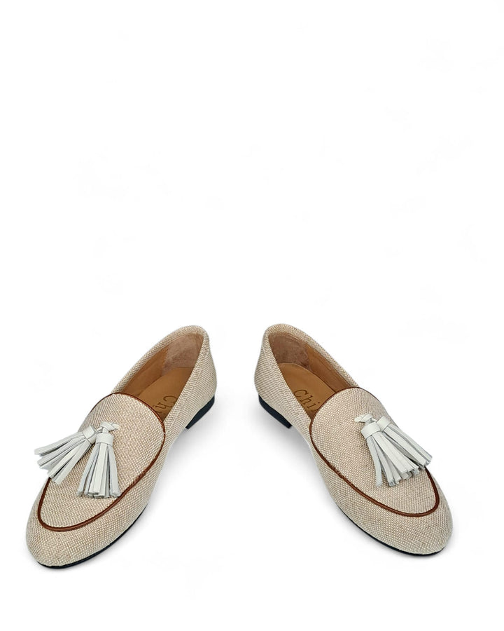Mocassino Nappine Rafia Beige