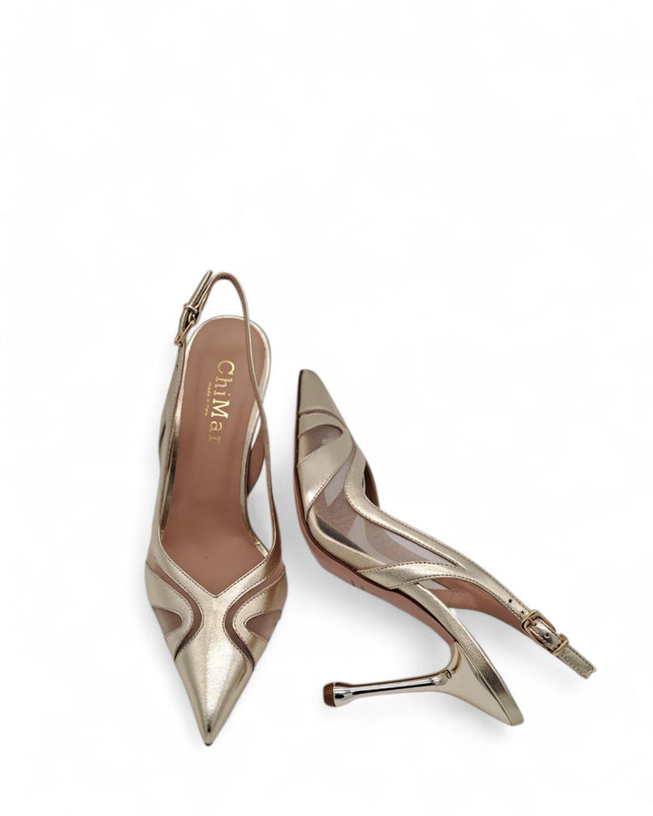 Slingback Rete  Laminato Platino