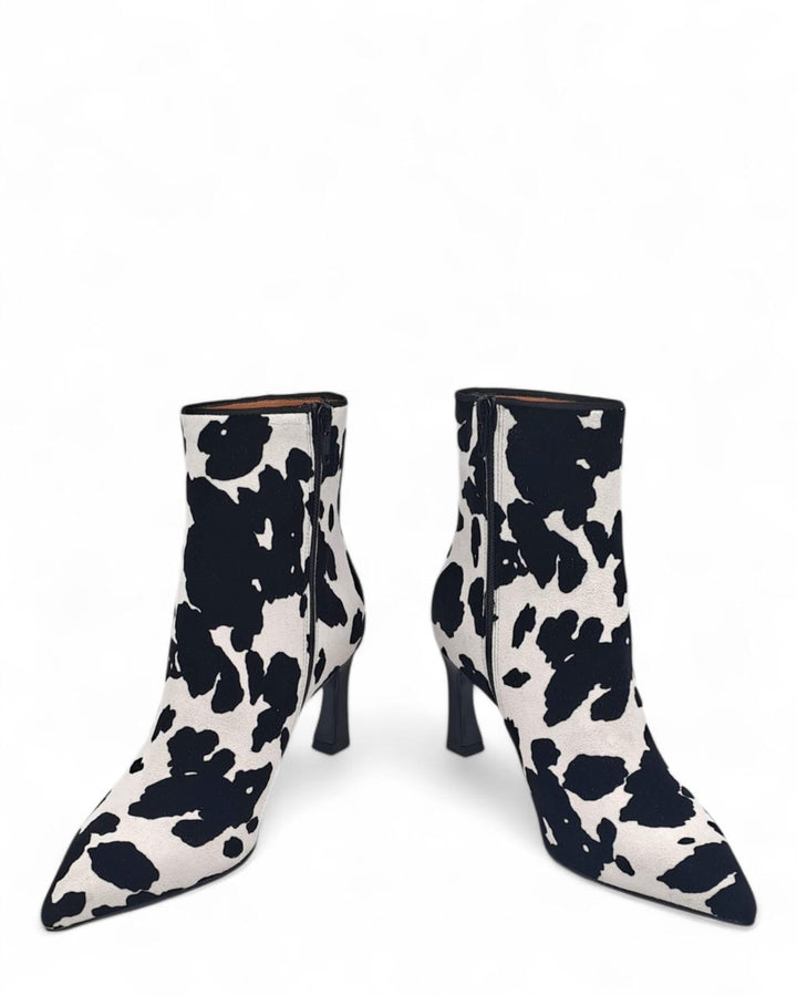 Tronchetto Carol Camoscio Floccato Mucca B / N