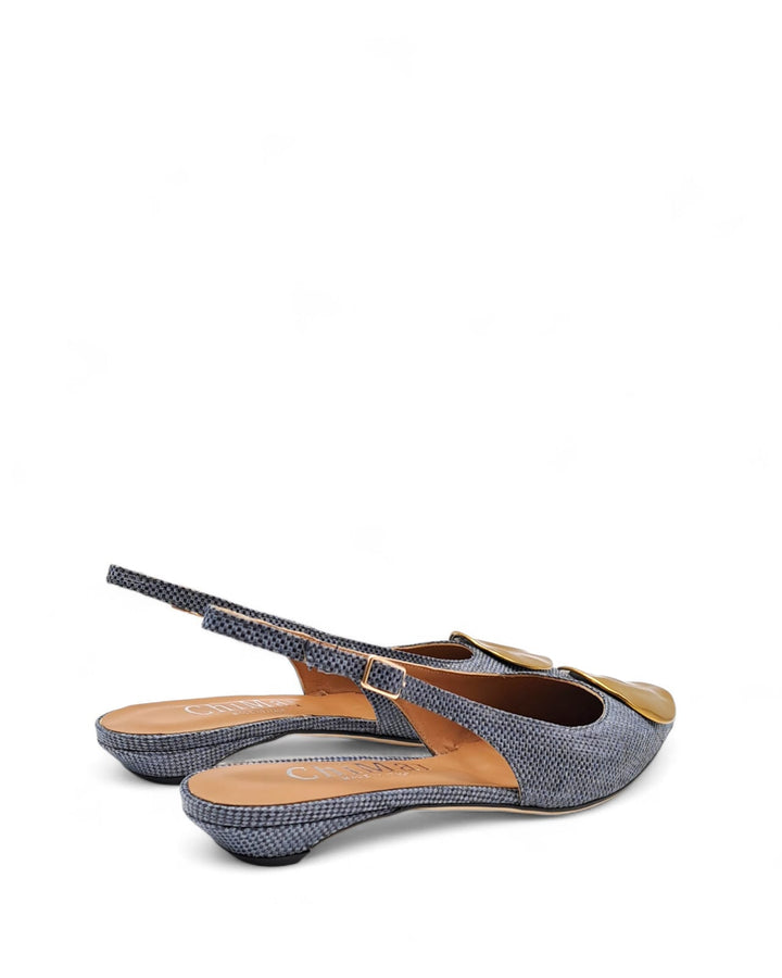 Slingback Elena Rafia  Blu  " 949 "