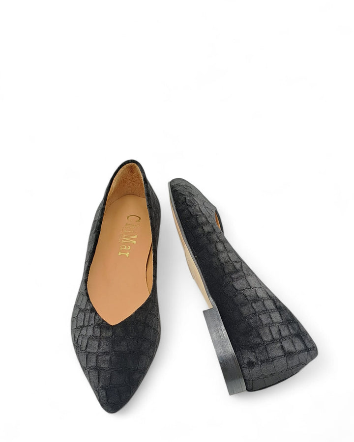 Ballerina V velluto Cocco Nero