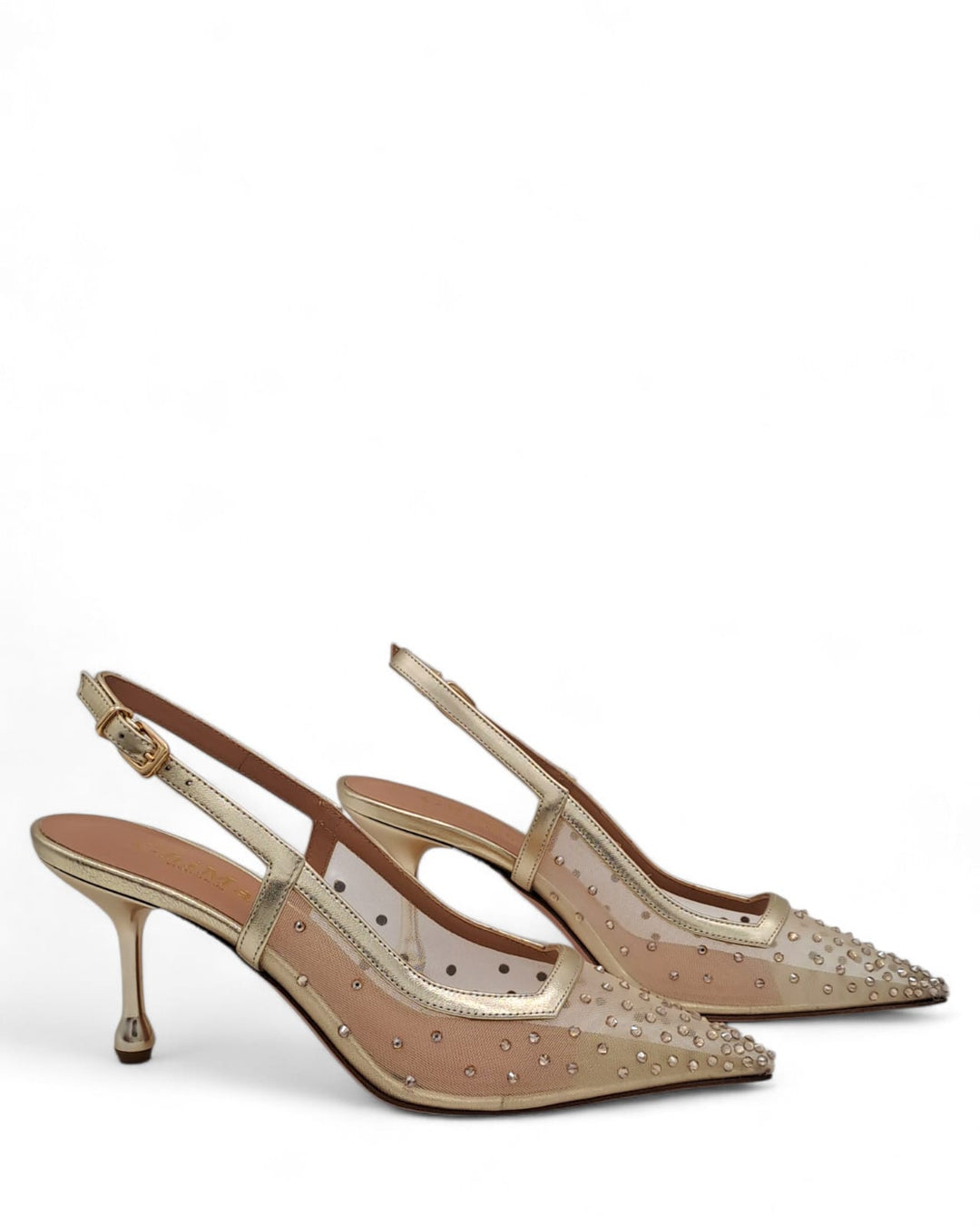 Slingback Priscilla Rete  Laminato Platino