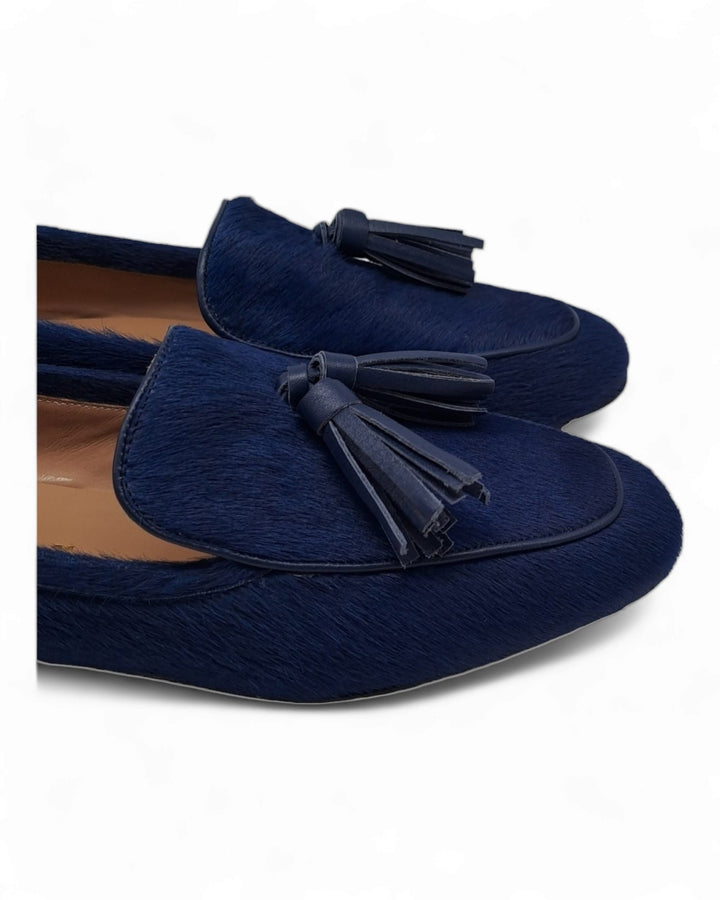 Blue Cavallino Moccasin / Blue Nappa Tassels