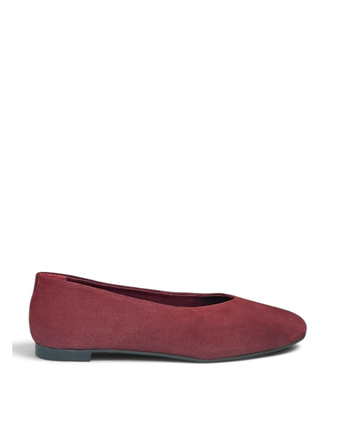 Burgundy velvet V-shaped ballerina